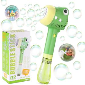 Bubble Machine Wand for Kids Toddlers Age 1 2 3 4 5 6 7 8 Years Old Birthday Party Easter Day Gifts with Music&Light Automatic Cute Baby Outdoor Outside Toy Game for Little Girl Boy Include Solution (Green)