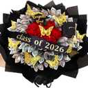 176 Pcs Graduation Money Flower Bouquet Kit Gifts Class of 2026 Money Bouquet Making Kit Gift Ideas with Black Flower Wrapping Paper Butterflies Graduation Cap for College Middle High School