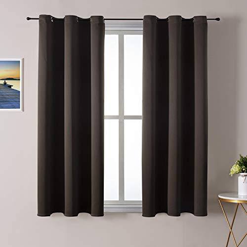 ChrisDowa Grommet Blackout Curtains for Bedroom and Living Room - 2 Panels Set Thermal Insulated Room Darkening Curtains (Brown, 38W x 54L)