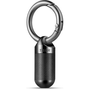 TISUR Small Pill Keychain Container, Mini Portable Titanium Keychain Pill Holder, Pocket Travel Bottle Metal Purse Box Case Black (Tiny Black-0.39inch)