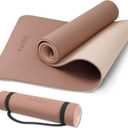 PAIDU Yoga Mat Non Slip Anti-tear, extra thick-2/5 inch10MMHigh Resiliency Professional POE Yoga Mats for Women Men Kids, 72"x24" inch, Workout, Yoga, Pilates and Floor Exercise, with Carrier Strap (Brown + Apricot)