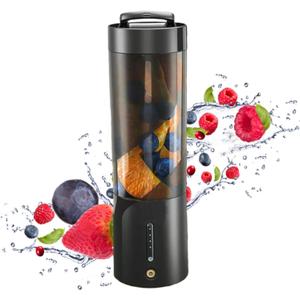 NOLLAM 16 Oz Portable Blender with 6 Blades, USB Rechargeable, Magnetic Charging, Black