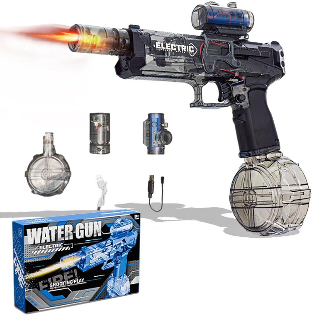 2025 New Electric Water Guns, High Volume Water Spray Gun with Muzzle Flash, Electric Water Spray Gun Toys Suitable for Adults and Children to Play on The Beach (Black)