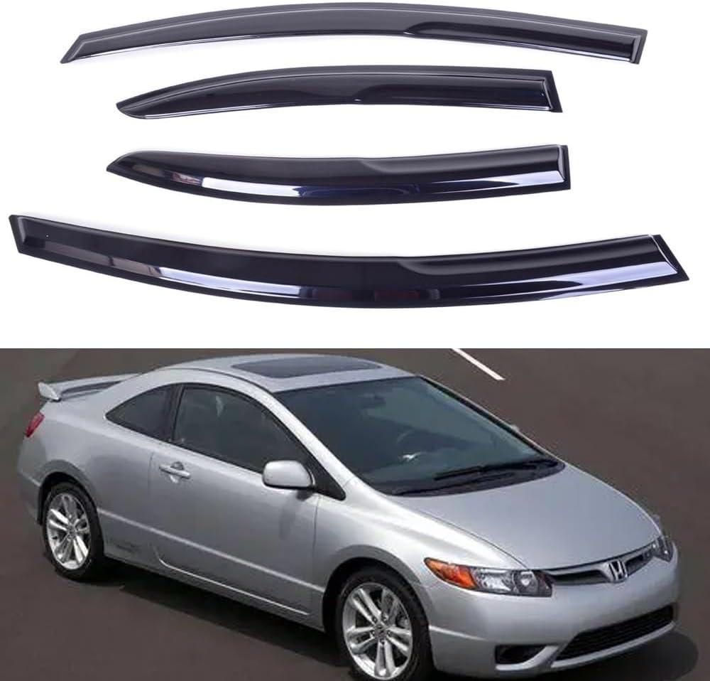 Rain Guards Side Window Visor Vent Outside Mount, 4PCS Fits 2006-2011 for Honda Civic 4-Door Sedan (for Civic 2006-2011)