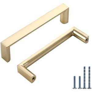 10 Pack 3 Inch(76mm) Kitchen Cabinet Handles Brushed Gold Cabinet Pulls Kitchen Cabinet Hardware Drawer Pulls for Cupboard Wardrobe