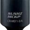 SUNHZMCKP 1/2 Inch Drive Impact Socket, SAE 1-3/4 In Deep Socket, CR-MO, 6 Point Axle Nut Socket for Easy Removal of Axle Shaft Nuts (1-3/4 Socket)