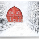 Red Barn Pictures Wall Art Decor Snowy Barn House Winter Landspace Picture Print on Canvas for Bathroom Bedroom with Framed Ready to Hang 32 x 24