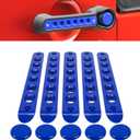 E-cowlboy Grab Handle Inserts Cover+Push Button Knobs Cover Trim for Jeep Wrangler JK JKU Sahara Rubicon Unlimited 2007-2018 Exterior Door Handle Decoration Accessories Aluminum (Blue)
