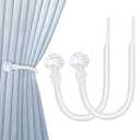 Hion Curtain Holdbacks White 2pcs, Curtain Tiebacks Wall Mounted Curtain Hooks Holders for Drapes