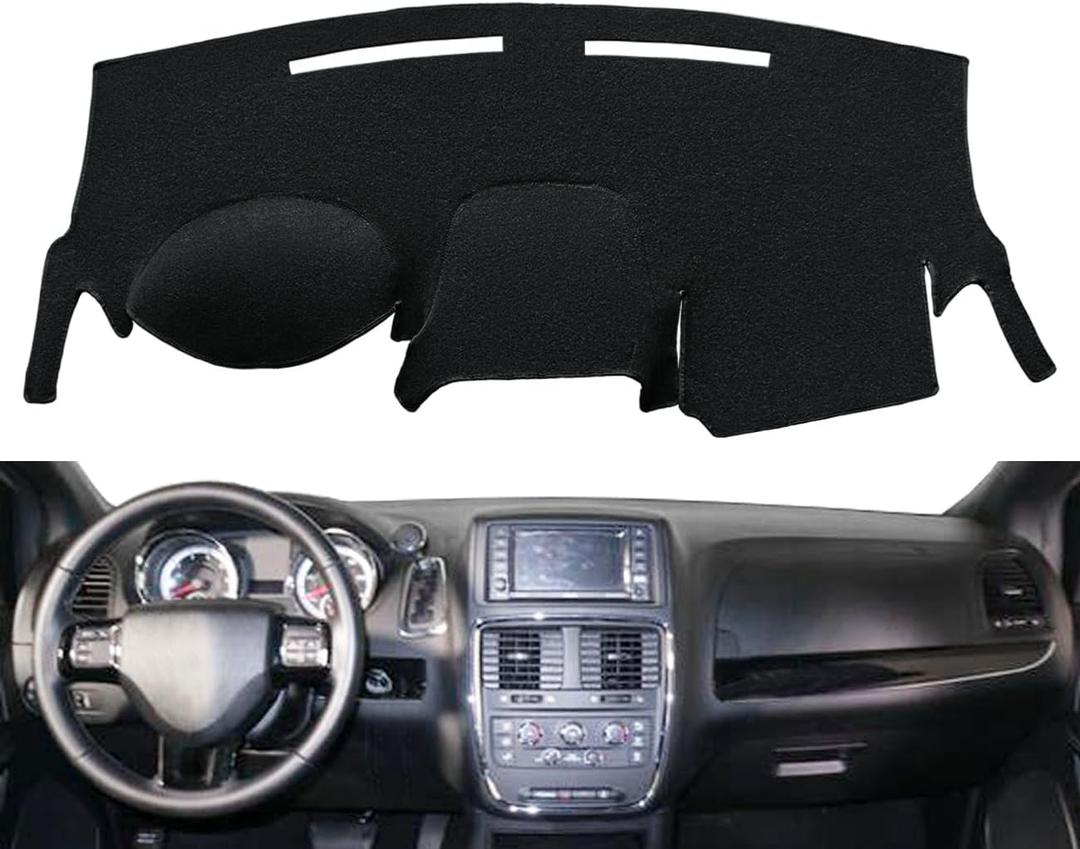 Dash Cover Mat Custom Fit for Dodge Caravan/Dodge Grand Caravan 2011-2020,Chrysler Town Country 2011-2016,Dashboard Cover Carpet Pad Cap Protector Without Headlight Sensor (Black) Y08