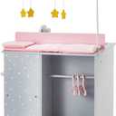 Olivia's Little World 6-in-1 Wooden Baby Doll Changing Station with Crib, Changing Table, High Chair, Double-Door Closet, Sink and Washing Machine, Multicolored, One Size