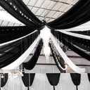 6 Panels Black Ceiling Drapes for Wedding 5ftx20ft Chiffon Fabric Arch Draping Curtains Sheer Drapery for Party Ceremony Birthday Baby Shower Reception Stage Swag Ceiling Decorations