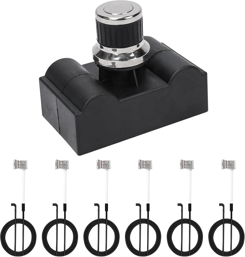 Grill Igniter Kit for Nexgrill 720-0896X 720-0898 720-0898A 720-0896B Replacemet for 6 Burner Grill, 7 Outlet Tact Push Button Spark Igniter with Wire Ignition Replacement Kits
