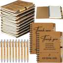 Glenmal 60 Pcs Thank You Gift Set Include Spiral Inspirational Notebooks Retractable Motivational Pens Employee Appreciation Gift Bulk Ruled Kraft Notebook Bamboo Thank You Pen for Teacher Coworker