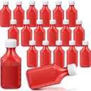 Reallnaive 20 Pcs 4 oz Amber Liquid Medicine Bottle Oval Plastic Pharmaceutical Prescription Dispensing Bottles with Lids Medicine Travel Container Child Resistant Caps Bottle Adapter