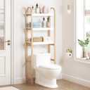 Spirich Over The Toilet Storage Shelf, 3-Tier Over Toilet Bathroom Organizer, Space-Saving Above Toilet Storage Shelf Rack with Bamboo Frame