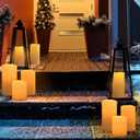 8" x 5" Waterproof Outdoor Flameless Candles Battery Operated LED Flickering Pillar Candles with Remote and Timer for Indoor Outdoor Lanterns, Long Lasting, Ivory White Large, Set of 2