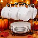 Tea Cups Holder,Black Metal Coffee Cup Tea Cups Rack,Foldable Organizer for Coffee Cup Spoon and Saucers