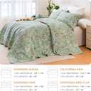 QSH 100% Cotton Oversized King Quilt Bedspread Bedding Set(128"x120"),3Pcs Extra Wide Green Floral Quilt Flower Bird Butterfly Printed Bedspread Coverlet Oversized King Lightweight Soft Bedding Set