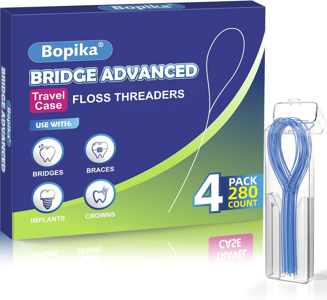 2 x Bopika Floss Threaders Dental Floss for Braces, Bridges, and Implants 280 Count (Pack of 4)
