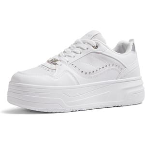 Women's Platform Sneakers Chunky Tennis Shoes with Artificial Leather & Recyclable Material Insole Non-Slip Cushion for Casual, Streetwear & Daily Outfits (7)