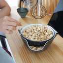 Pistachio Bowl, Snack Serving Dish, Double Dish Nut Bowl with Nut Seeds Shell Storage, Pistachios, Peanuts, Cherries, Popcorn, Edamame, Fruits, Snacks, and Candy Serving Bowl, Black & White