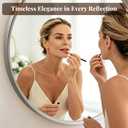 Round Bathroom Mirror 30 Inch Nickel Circle Mirror for Over Sink | Curved Inner-edge Brushed Nickel Frame, HD Clear Reflection, Anti-rust Aluminum Alloy, Easy Install for Bathroom Vanity