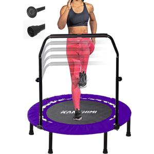 Kanchimi 40" Folding Mini Fitness Indoor Exercise Workout Rebounder Trampoline with Handle, Max Load 330lbs(Purple)