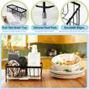 Kavciva Sink Caddy Sponge Holder,304 Stainless Steel Dish Brush Holder,Kitchen Countertop Sink Rack,Dish Soap Holder,Dishwashing Tool Drying Tray with Adjustable Partitions,Essential Kitchen Shelves (Upgraded,Black)