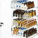 Cinnvoice 12"x12"x24" Acrylic Display Case with Lock for 50ml Mini Liquor Bottles Retail Commercial Countertop Rack Adjustable Dividers for Mini Bottles Alcohol
