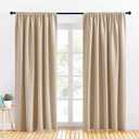 PONY DANCE Room Darkening Curtains - Rod Pocket Top Curtains and Drapes Solid Soft Window Panels Light Block for Living Room, 70 Wide by 84 in Drop, Biscotti Beige, 2 Pieces