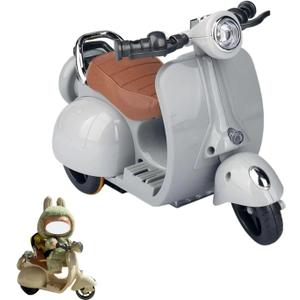 Scooter for Labubu with Light and Music, Have A Seat for Labubu Accessories, Mini Electric Doll Scooter Interactive Decor Desktop Ornaments for Labubu Collectors (Grey)