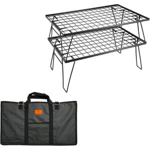 camping moon Foldable Multipurpose Stacking Storage Rack, Steel Plating Black