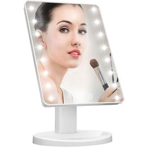 KOOKIN Lighted Vanity Makeup Mirror 16 Led Lights 180 Degree Rotation Lighted Makeup Mirror Touch Screen Adjusted Brightness Desk Mirrors USB Dual Supply Bathroom Light Up Makeup Mirrors (White)