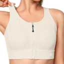Yvette Front Closure High Impact Sports Bra for Women (White, XL)