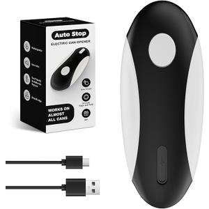 EASYVAVA Auto Stop Electric Can Opener  Rechargeable Can Openers Smooth Edge for Seniors,One Touch Cut Opener Handsfree for Kitchen Portable for Any Size Cans