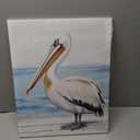 CCWORKERRY Pelican Picture Bathroom Wall Art Bathroom Coastal Pelican Canvas Prints Ocean Bird Painting Nautical Theme Lake House Decor Framed(Blue,16" x 20")