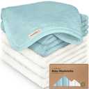 6-Pack Soft Baby Washcloths, Viscose from Bamboo - Kids, Newborn Bath Towels, Infant Shower, Toddler Reusable Face Towel, Gentle on Skin, Face Wash Cloths for Babies, 10x10 (White/Sky)