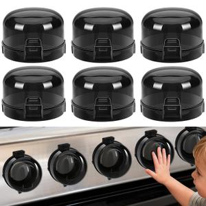Stove Knob Safety Covers, 6 Pack Universal Gas Stove Knob Covers, Heat-Resistant Baby Proof Stove Knob Covers, Gas Stove Knob Locks for Child Safety and Pet (Black)