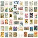 KBKBART Eclectic Wall Decor, 50Pcs Eclectic Wall Art Prints, Colorful Maximalist Decor Boho Gallery Wall Collage Kit, Vintage Famous Artists Painting Pictures Aesthetic Poster for Funky Room Decor, Home Decor for Bedroom Dorm