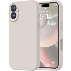 LOVE 3000 Designed for iPhone 16 Case, Premium Silicone with [Soft Anti-Scratch Microfiber Lining] Shockproof Protective Phone Case for Men Women Girls 6.1", Stone