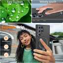 Compatible with Samsung Galaxy S23 Ultra Case with Magnetic Ring Stand, Military Drop Protection, Anti-Scratch/Anti-Fingerprint Translucent Matte Case for Samsung S23 Ultra (Black)