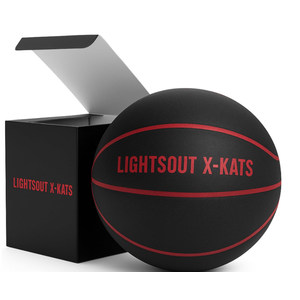 LIGHTSOUT Indoor Silent Basketball Size 7 (29.5") Quiet Basketballs Dribbling Indoor Very Sleek Black/red, Practicing at Home Indoor Basketball Foam No Noise Airless, No Scratch or Damage of Flooring