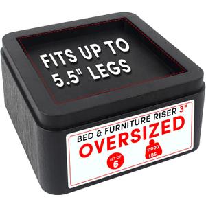DEDU Oversized Bed Risers Heavy Duty Stackable 6 Pack, Furniture Risers for Sofas 3 Inch or 6 Inch Supports Up to 11000 Lbs, Square Bed Raising Blocks Fits 5.5 Inch Wide Desk or Couch (Black)