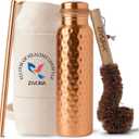 Pure Copper Water Bottle for Drinking, Lab Tested, 100% Pure Tumbler, Hammered Ayurvedic Copper Bottle 34Oz