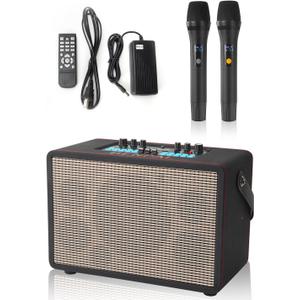 BENPAL Karaoke Machine with 2 Microphones and Bluetooth, Magic Singing Karaoke System with 6.5" Dual Woofers and 2" Dual Tweeters, Supports Bluetooth, Tf Card, USB, Aux Input, Suitable for Home Party