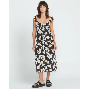 Volcom Womens Dream in Bloom Crinkly Viscose Maxi Dress, L Volcom Womens Dream in Bloom Crinkly Viscose Maxi Dress, L