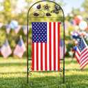 AceList Heavy Duty Garden Flag Holder Stand - Butterfly Wrought Iron Decor, 8-Prong Base & Windproof Velcro Clips - Metal Yard Flag Pole for Outside 12x18 & 14x25 Flags (Black)