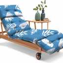 Outdoor Chaise Lounge Chair Cushion 75.1 x 22.8 x 4.7 Inches 100% Waterproof Replacement Cotton Patio Pool Lounge Chair Cushion for Outdoor Furniture with Ties, Blue Leaf (3#)