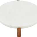 Mud Pie Wood White Marble Pedestal; 2" x 8 1/2" dia